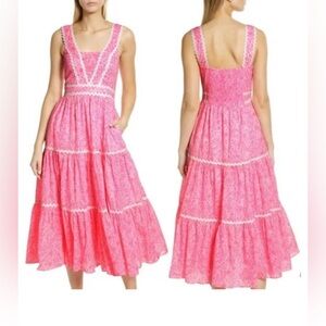 New Lilly Pulitzer Womens Pollie Cotton Midi Dress Pink Shandy Invest A Gator 4